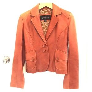 Women’s Guess leather jacket. Caramel color, Small